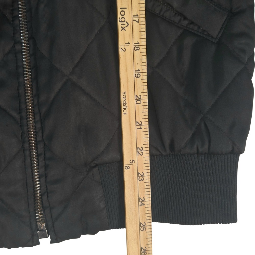 Coach Quilted Bomber Jacket Womens S Black Leopard Print Lining Baggy Oversized - Picture 11 of 11